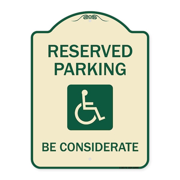 Signmission Reserved Parking W/ Handicap Considerate Heavy-Gauge Aluminum Sign, 24" x 18", TG-1824-22995 A-DES-TG-1824-22995 - main